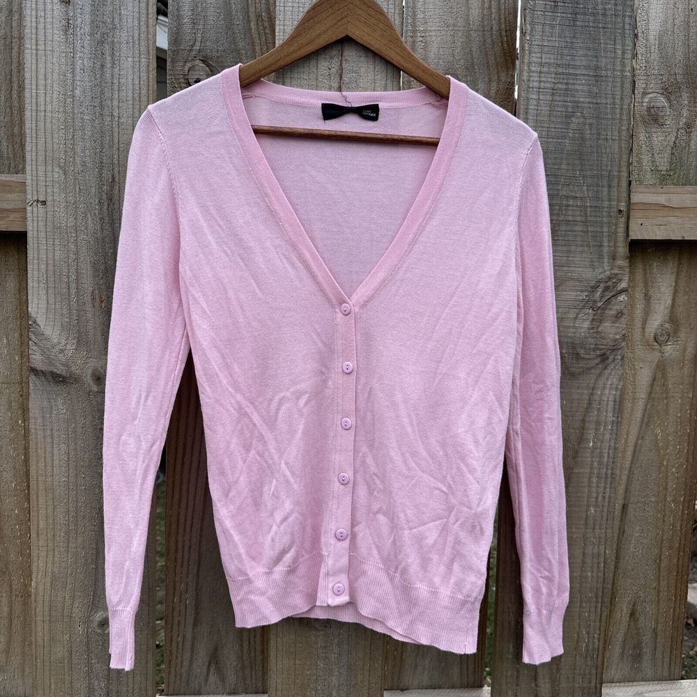 Kobe Lettuce Knit Sweater Cardigan Button Up Plain Long Sleeve Pink No Size‎
